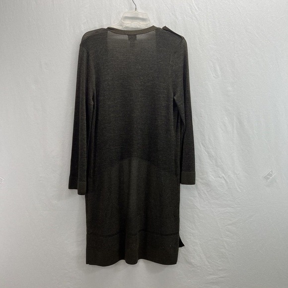 Chicos Open Cardigan Size 1 Medium Green Metallic Shimmer Duster Lightweight - Picture 8 of 10